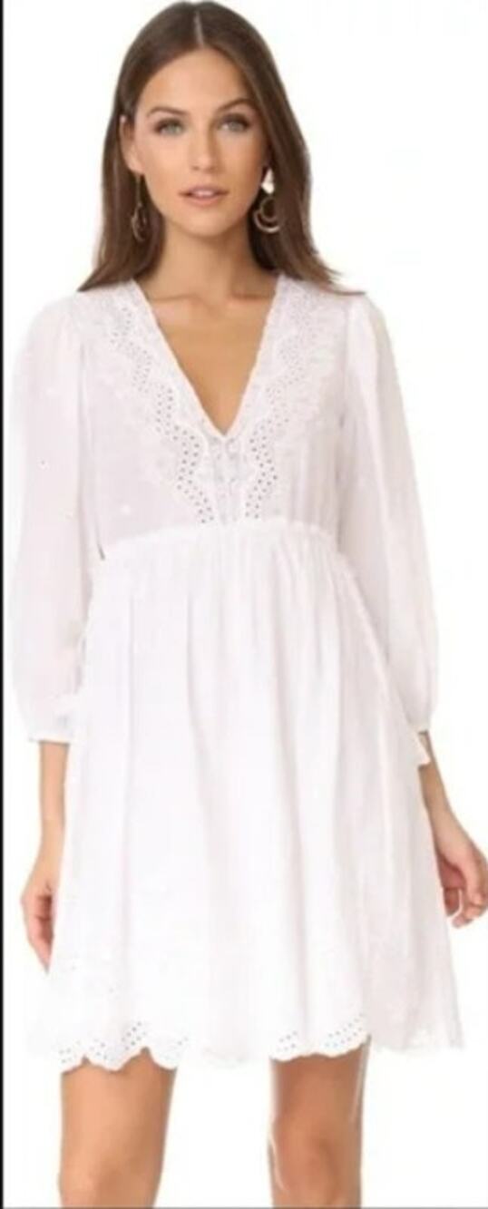 Ulla Johnson $395 Eyelet Ivory Boho White Dress Cotton Lace Clarice Size XS